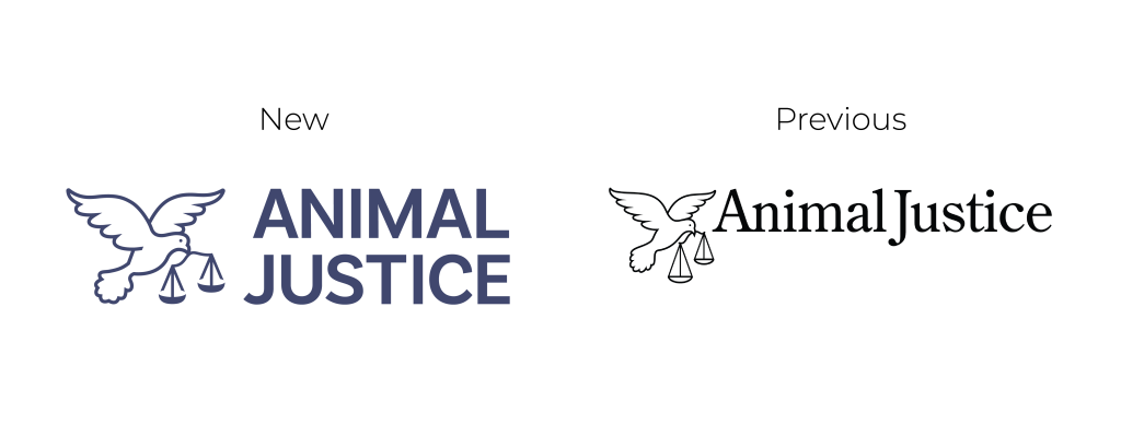Image show Animal Justice new and old logo.