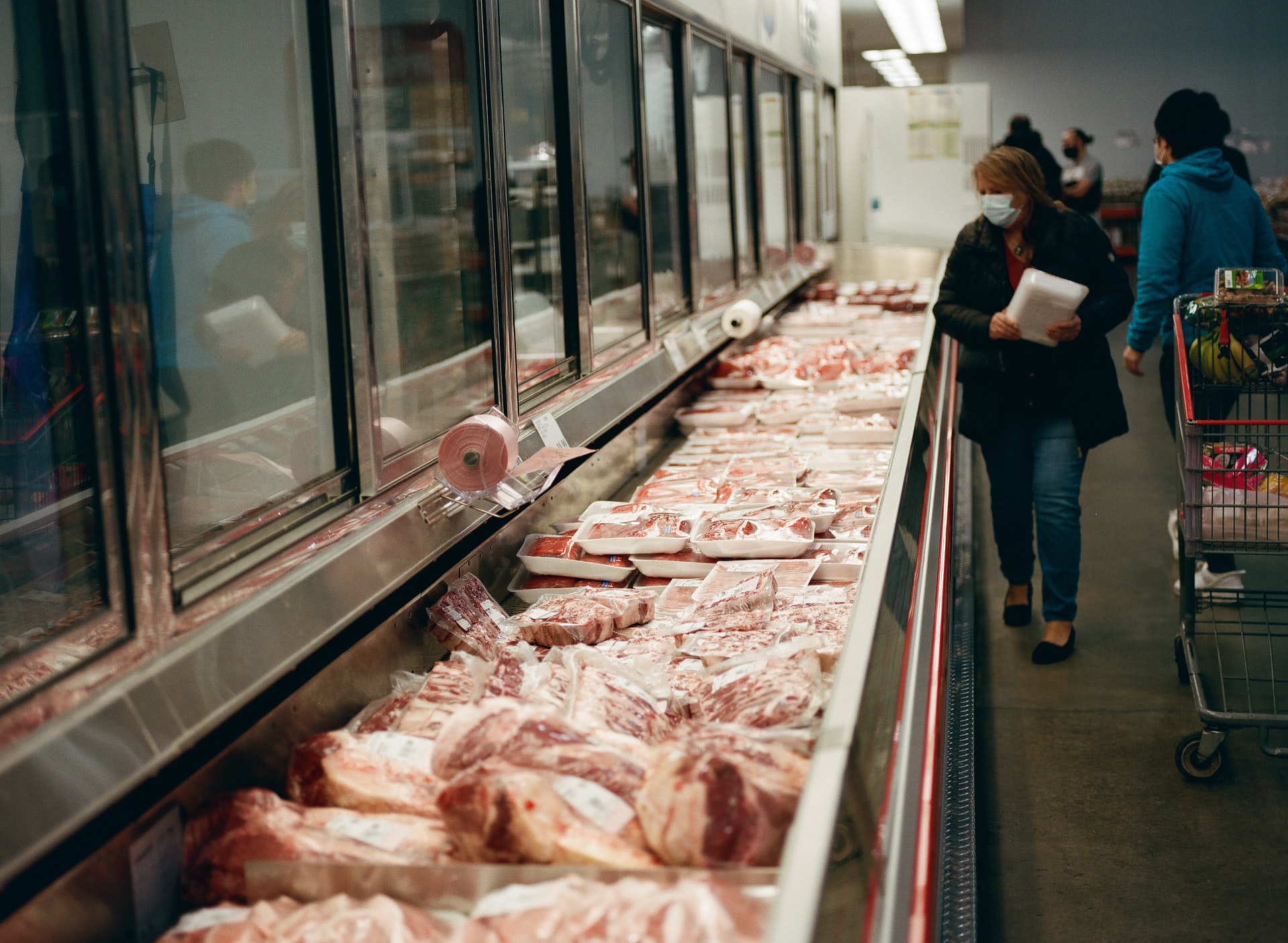 Image shows meat at grocery store