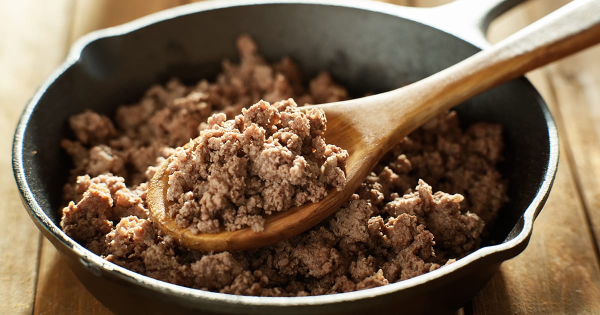 Image shows ground beef