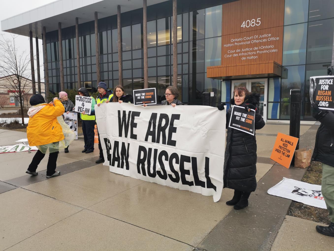 Friends & family of Regan Russell gather outside a court appearance for the truck driver who fatally struck Regan at Fearmans Pork slaughterhouse. 