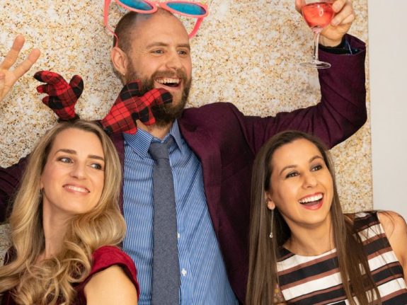 Photo booth fun at the Animal Justice Holiday Party
