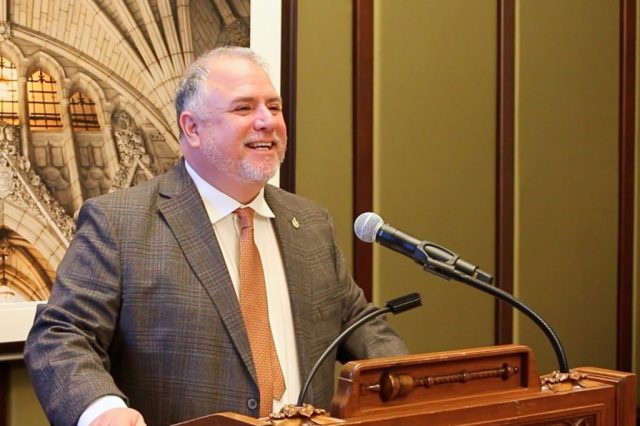 MP Gord Johns speaking at an event on ending animal testing in Canada.